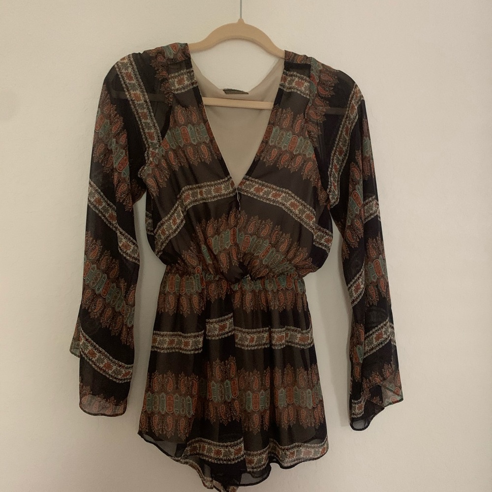 Brown/Tan Paisley Flowy Romper